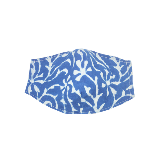 adult fitted masks - indigo coral print